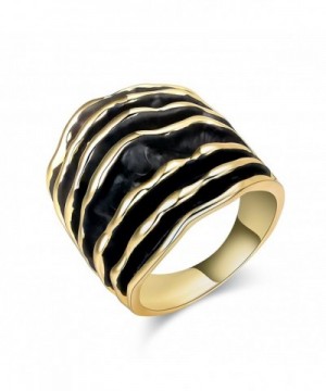 Dnswez Black Enamel statement Rings