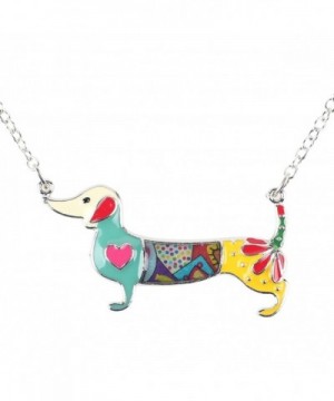 Bonsny Dachshund Necklace pendant Multicolor