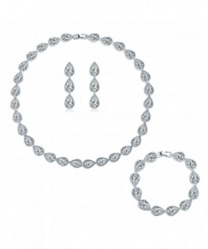 MASOP Silver tone Zirconia Teardrop Bracelets