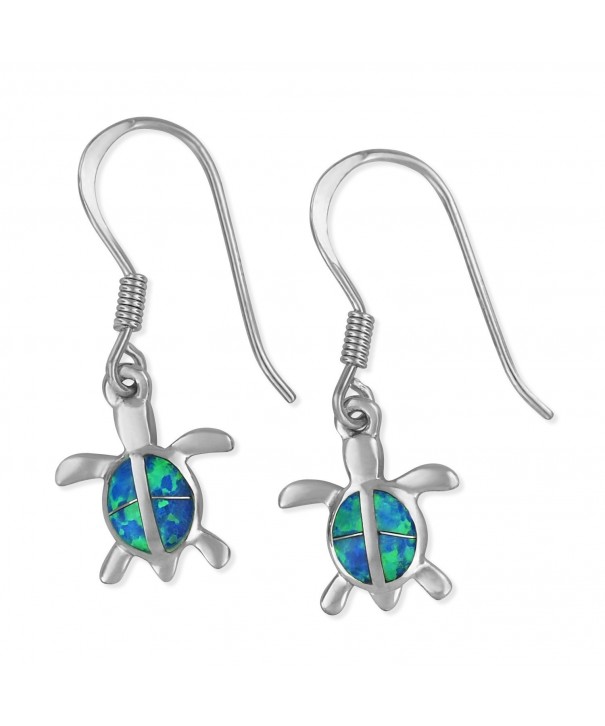 Sterling Silver Synthetic Turtle Earrings