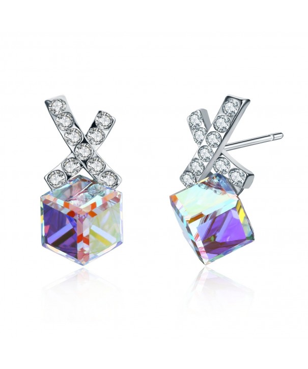 SBLING Platinum Plated Earrings Swarovski Crystals