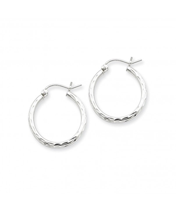 Diamond Polished Sterling Silver Hoops