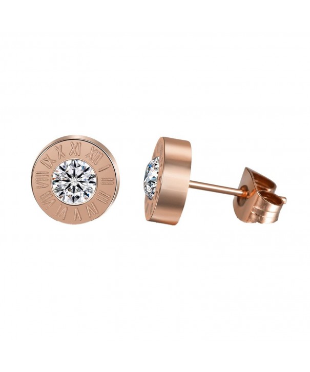 Titanium Numeral Zircon Plated Earrings