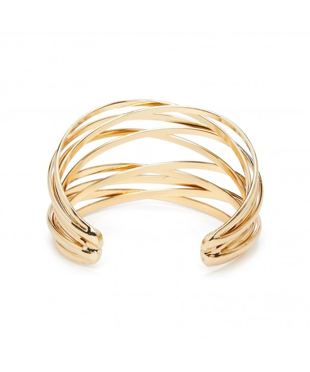 Metal Fashion Wire Cuff Bangle Bracelet for Girls Women- Gold - Color 4 ...