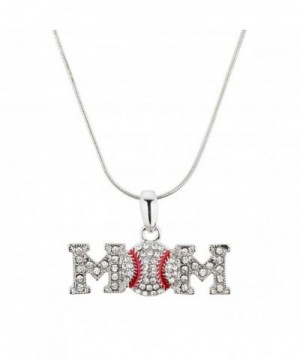 Baseball Mom Pendant Necklace Crystal