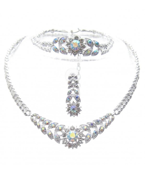 Crystal Sunburst Necklace IRIDESCENT SilverTone