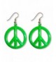 Green Hippie Peace Dangle Earrings