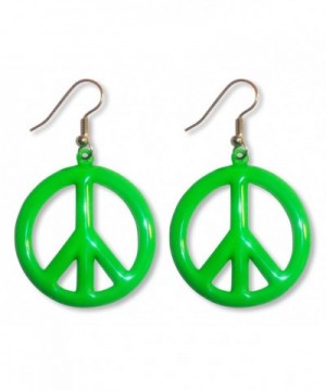 Green Hippie Peace Dangle Earrings