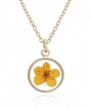 Pressed Flower Circle Pendant Necklace