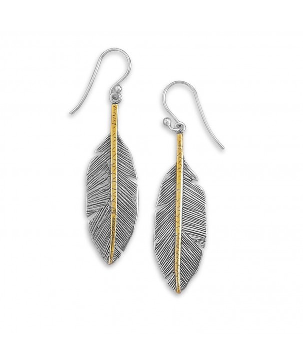 Feather Earrings Antique Gold plated Sterling