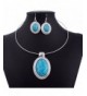 Chunky Turquoise Pendant Necklace Earrings