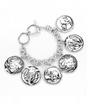 Fashion Silver Burnished Elephant Bracelet