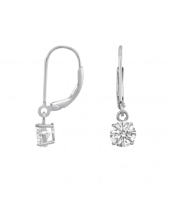 Rhodium Sterling Brilliant Leverback Earrings