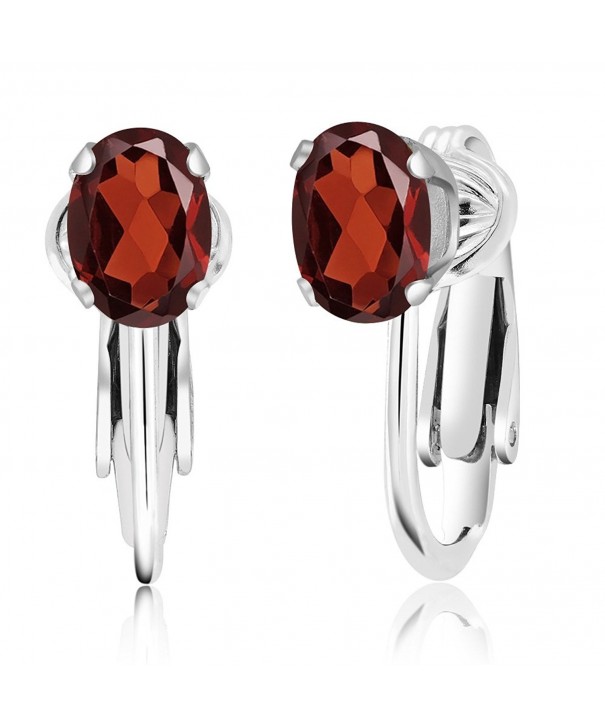 Garnet Sterling Silver Clip Earrings