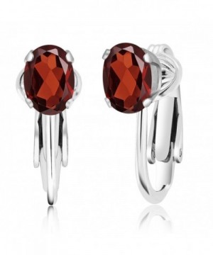 Garnet Sterling Silver Clip Earrings