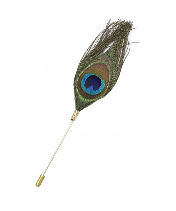 Fashion Peacock Feather Boutonniere Brooch