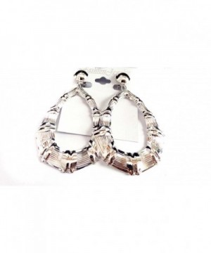 Clip Earrings Bamboo Silver Teardrop