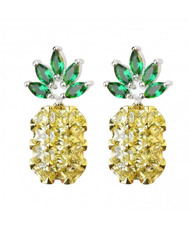 Sterling Two tone Crystal Pineapple Earrings