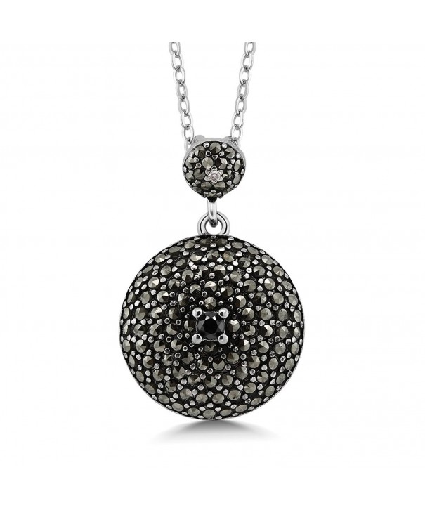 Sterling Marcasite Pendant Necklace Diamond