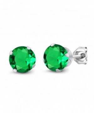 Round Emerald Sterling Silver Earrings