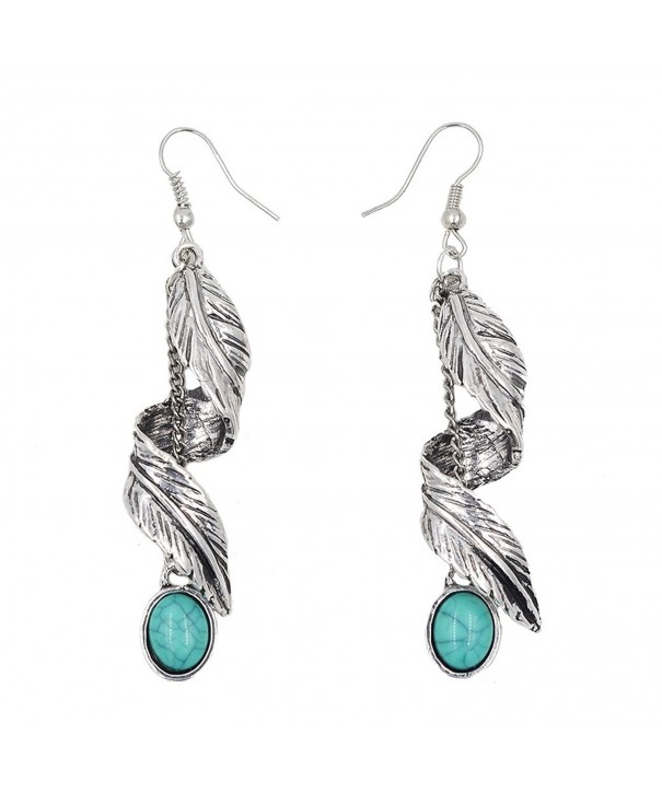 Sujarfla Imitation turquoise feather earrings