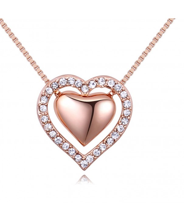 Pendant Necklace Austrian Crystals Rose Gold Tone