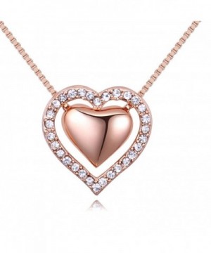 Pendant Necklace Austrian Crystals Rose Gold Tone