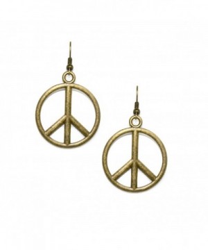 Antiqued Gold Peace Sign Earrings