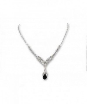 Black Rhinestone V drop Necklace