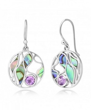 Sterling Amethyst Gemstone Abalone Earrings