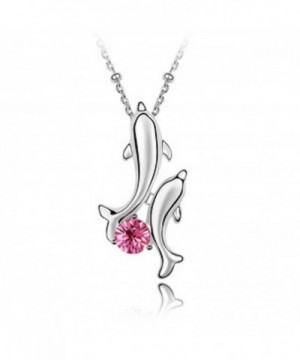 Sparkling Colored Double Dolphin Necklace