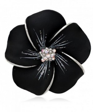 Akianna Swarovski Hawaiian Plumeria Black Silver