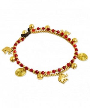 NOVICA Quartz Beaded Anklet Golden