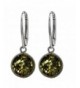 Green Sterling Silver Leverback Earrings