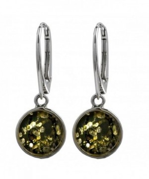 Green Sterling Silver Leverback Earrings