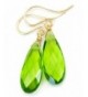 Simulated Peridot Earrings Teardrops Faceted