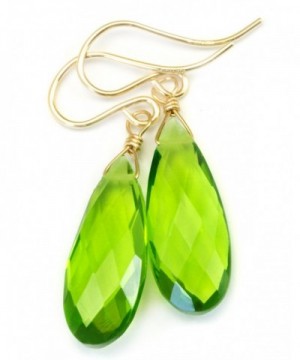 Simulated Peridot Earrings Teardrops Faceted