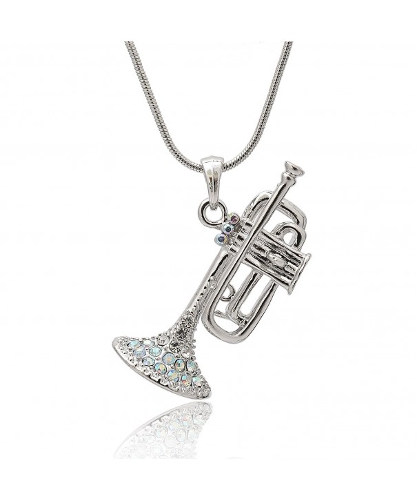 Spinningdaisy Silver Crystal Trumpet Necklace