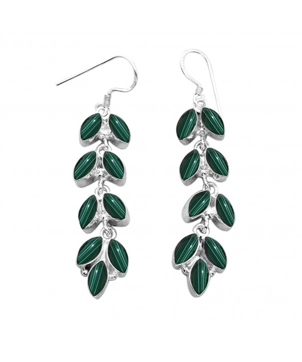 11 80ctw Genuine Malachite Silver Earrings