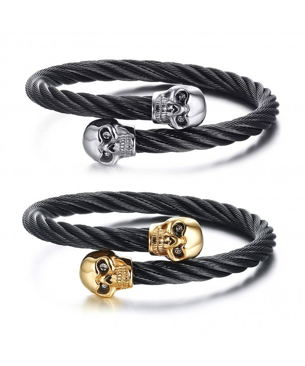 Stainless Steel Skull Bangle Bracelet