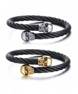 Stainless Steel Skull Bangle Bracelet