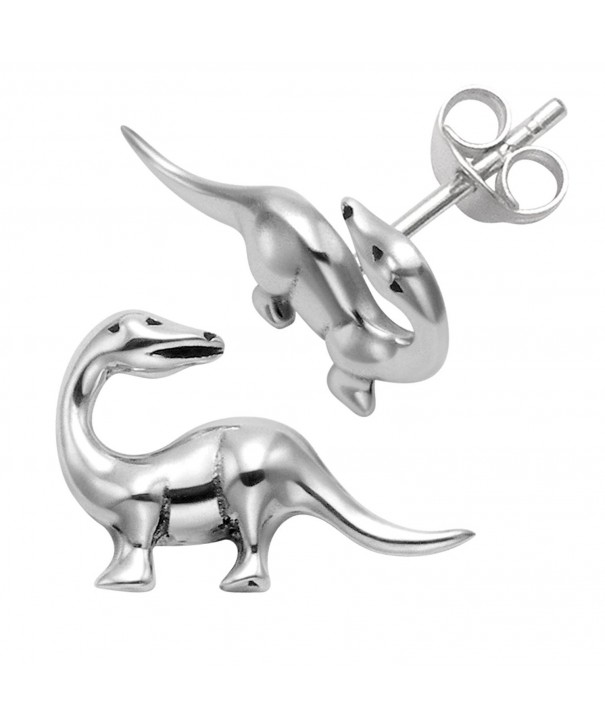 Sterling Silver Brontosaurus Dinosaur Earrings
