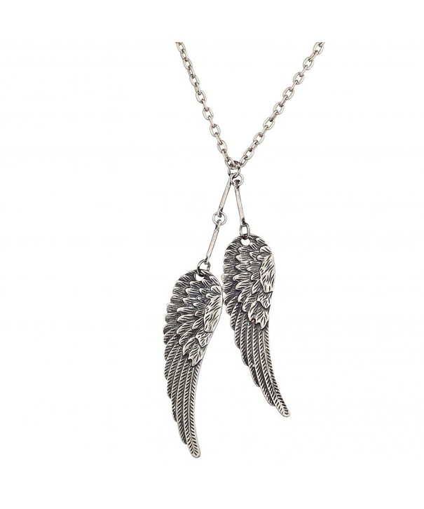 Lux Accessories Silvertone Feathered Necklace