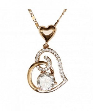 Heart Rose Plated Pendant Necklace