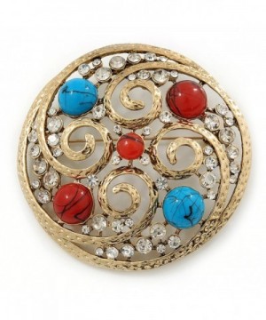 Large Vintage Turquoise Crystal Brooch