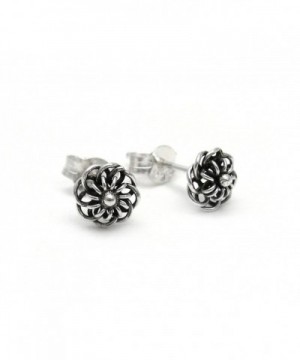 Sterling Silver Wire Flowers Earrings