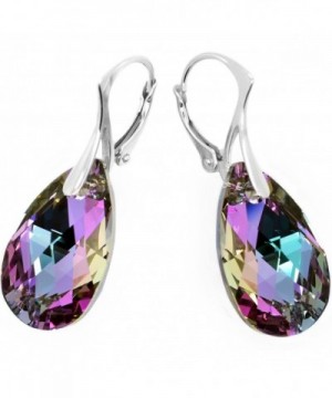 Sterling Teardrop Leverback Earrings Swarovski