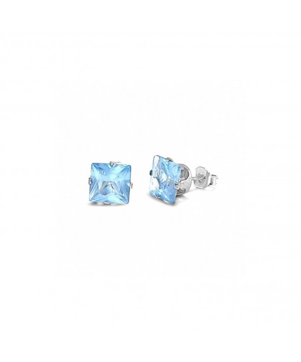 Solitaire Earrings Simulated Blue Aquamarine