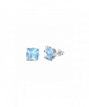 Solitaire Earrings Simulated Blue Aquamarine