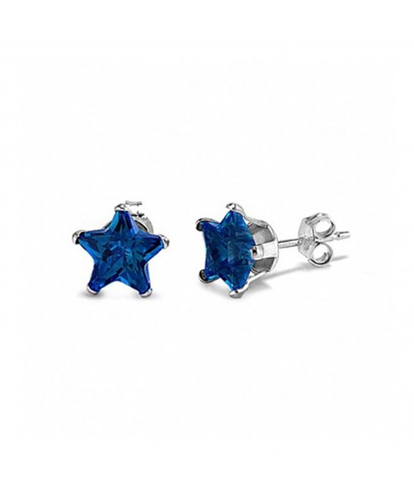 Earrings Simulated Blue Sapphire Sterling